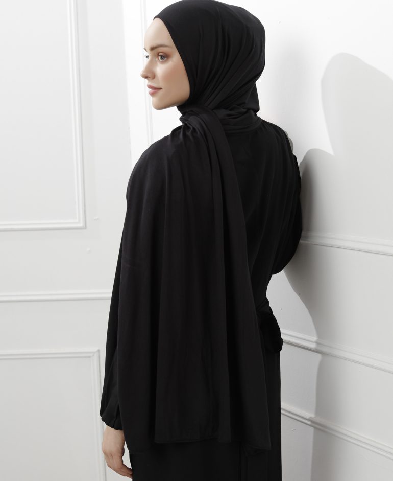 Likralı Penye Şal - Siyah