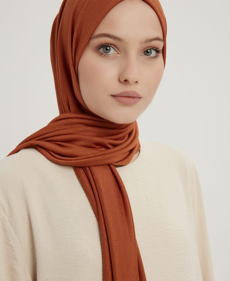 Likralı Penye Şal - Tarçın
