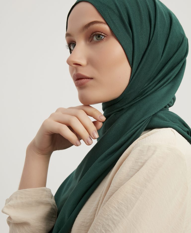 Likralı Penye Şal - Zümrüt