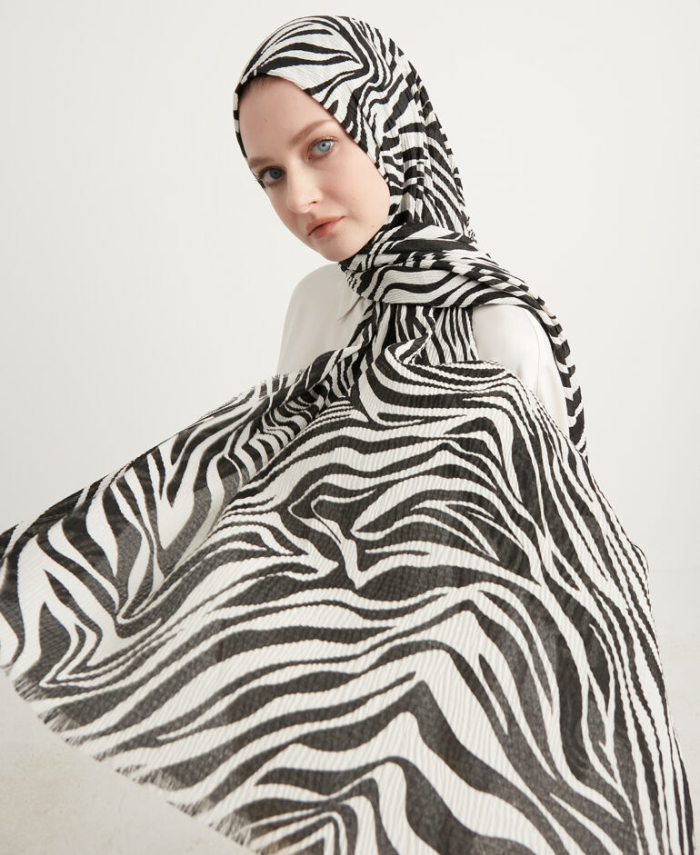 Zebra Desenli Şal - Siyah