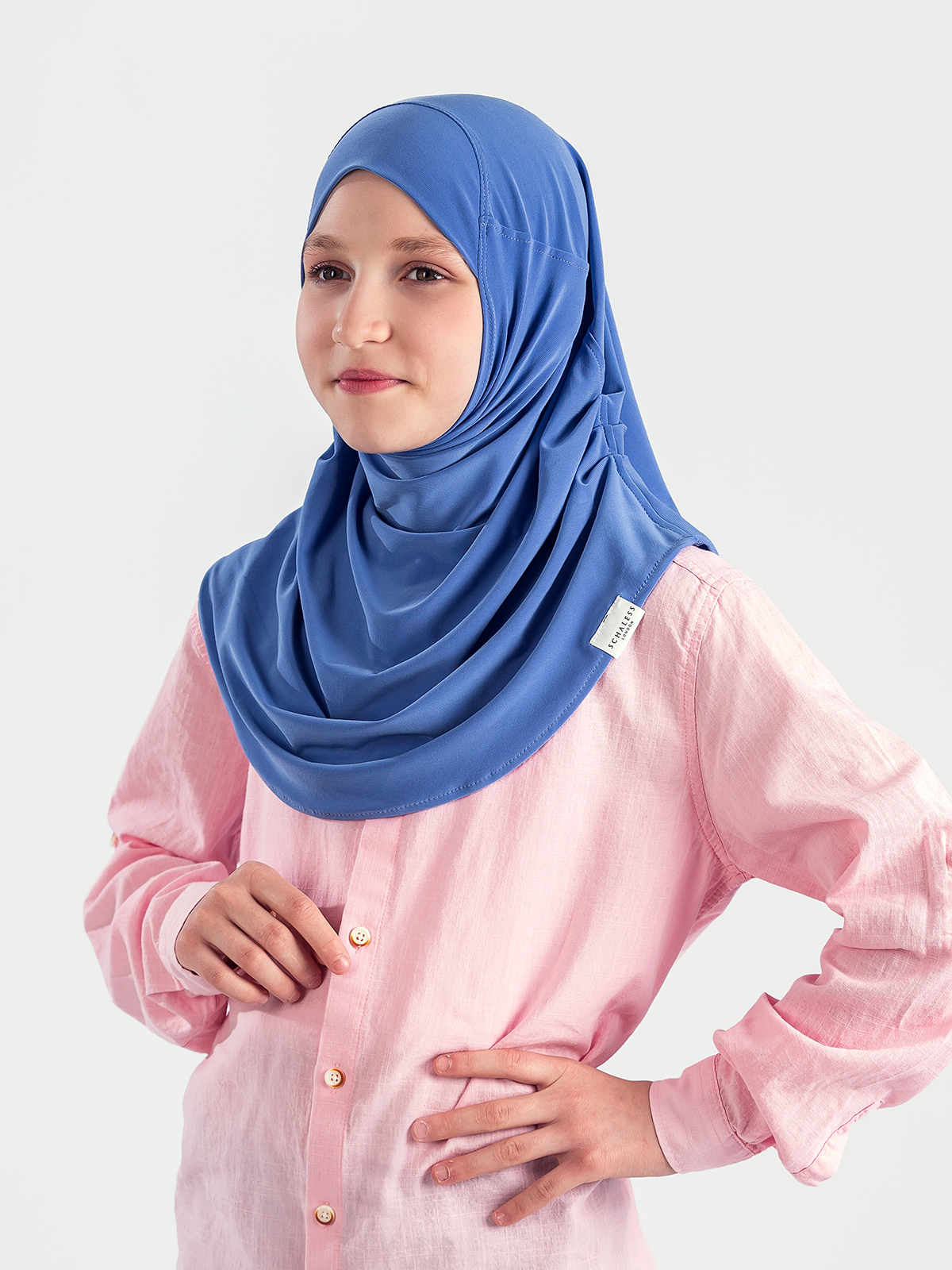 Schaless Mavi Pratik Pileli Çocuk Hazır Türban