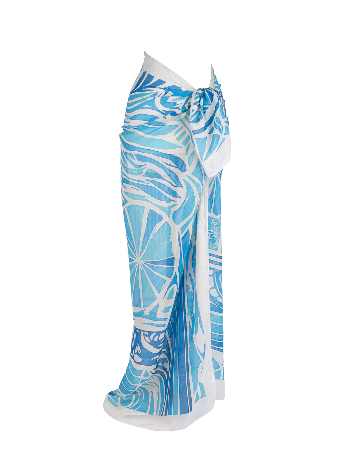 Schaless Mavi Tropikal Desenli Büyük Pareo 140x140 cm