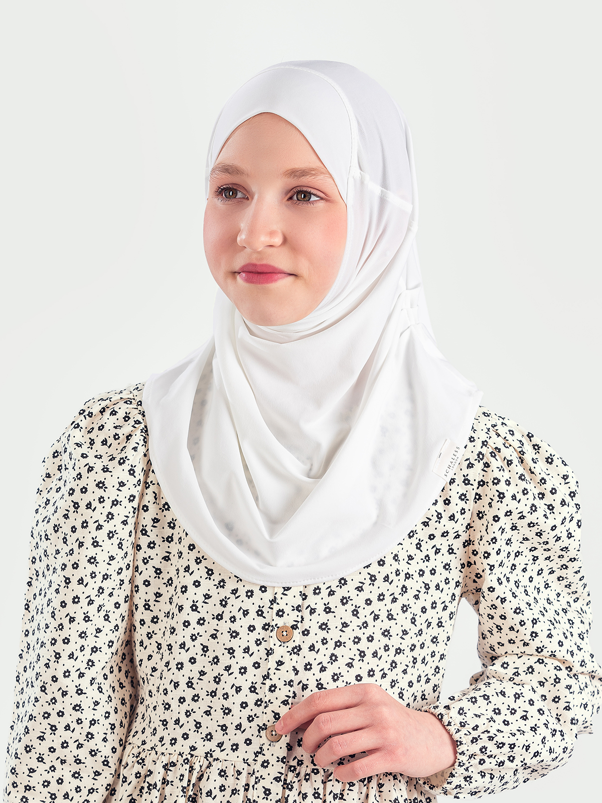 Schaless Pratik Pileli Beyaz Çocuk Hazır Türban