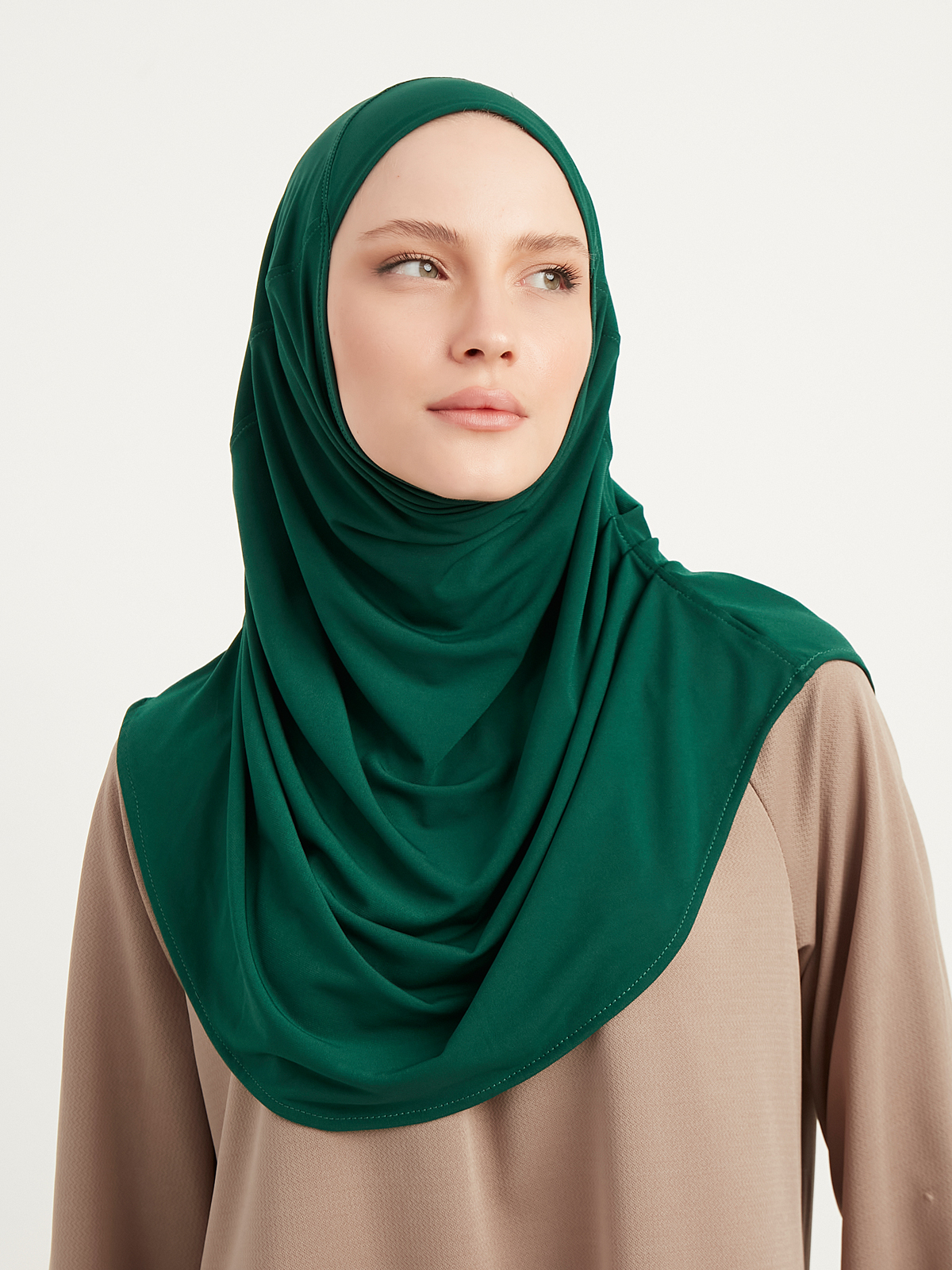 Schaless Zümrüt Yeşili Pratik Pileli Hazır Türban
