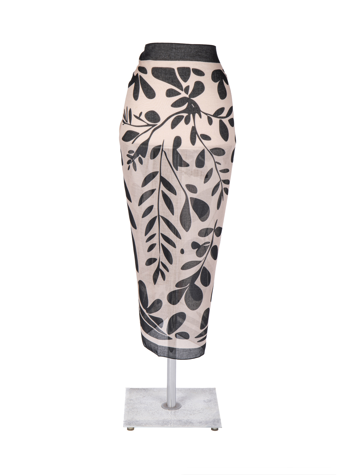 Schaless Bej Siyah Botanik Desenli Pareo 100x140 cm