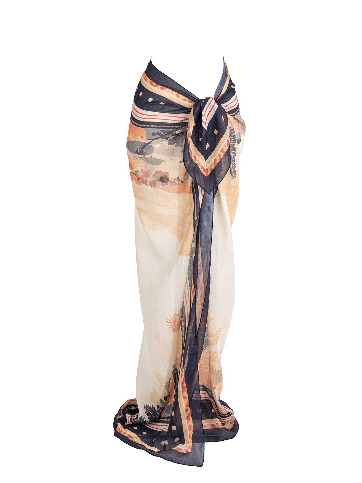 Schaless Bej Bohem Desenli Büyük Pareo 140x140 cm