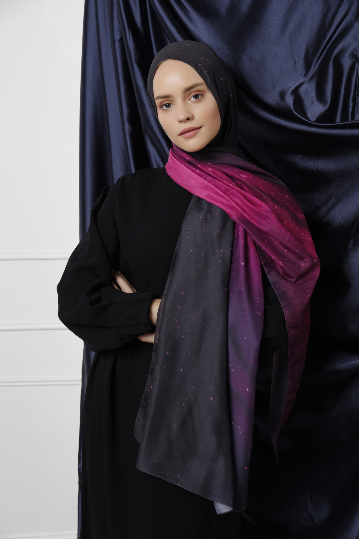 Schaless Galaxy Desenli Mürdüm Şal