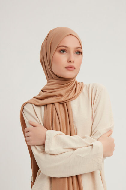 Schaless Likralı Açık Kahve Penye Şal