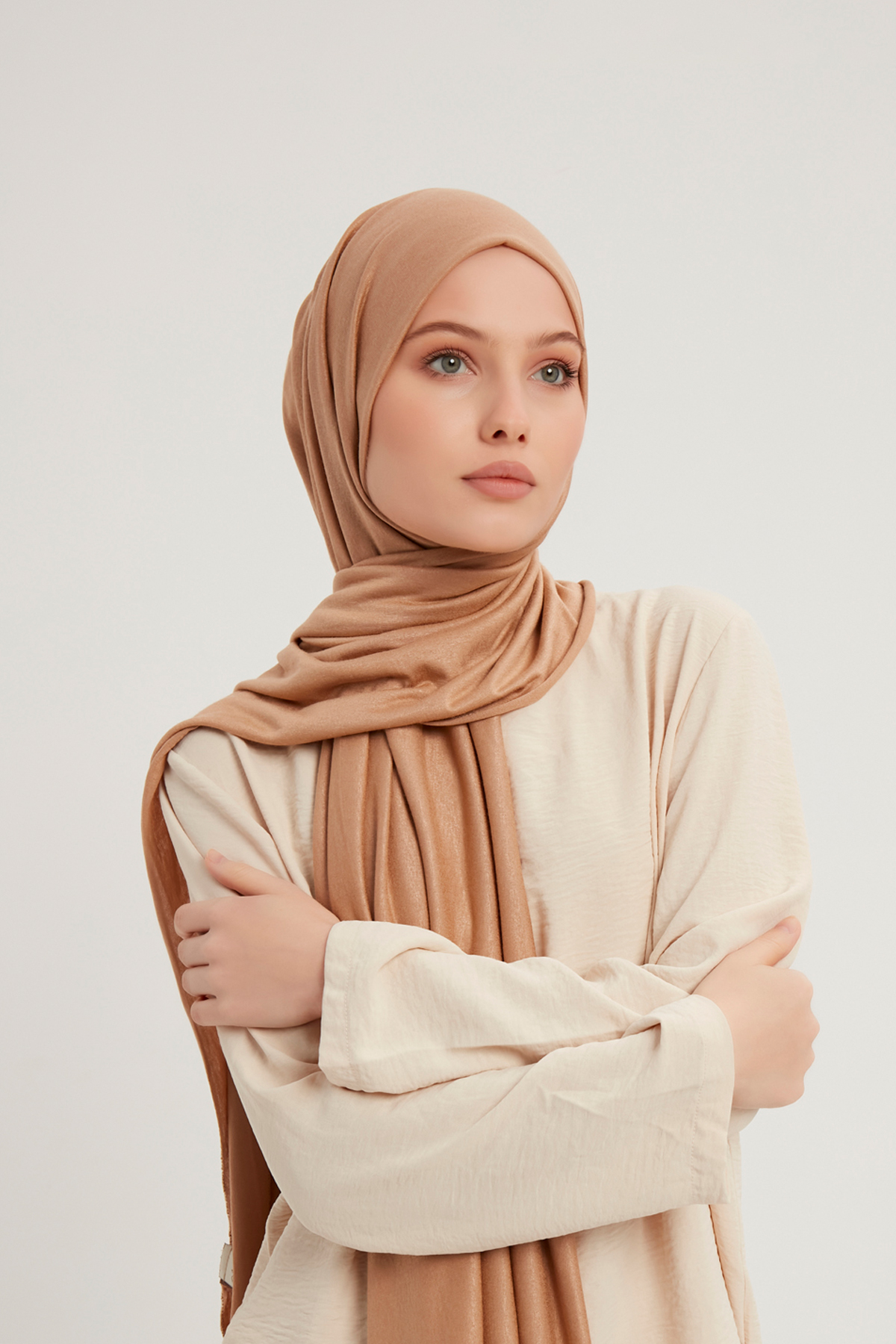 Schaless Likralı Açık Kahve Penye Şal