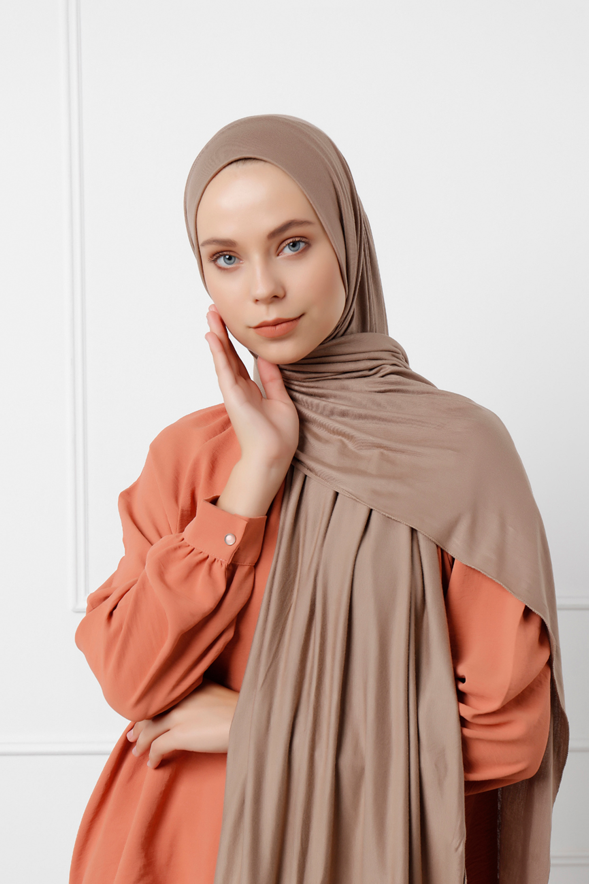 Schaless Likralı Açık Vizon Penye Şal