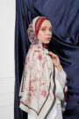 Schaless Bordo Çiçek Desenli Şal