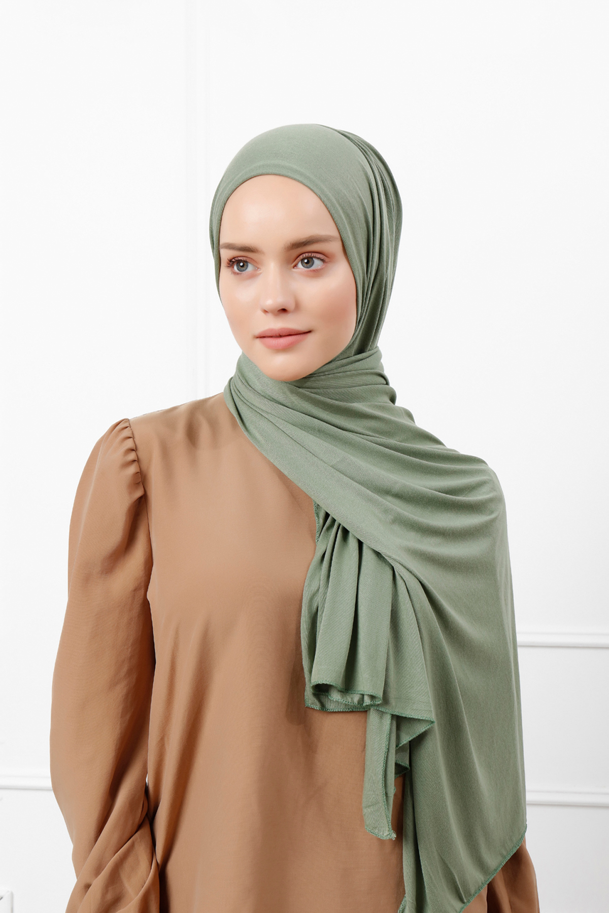 Schaless Likralı Çağla Yeşili Penye Şal