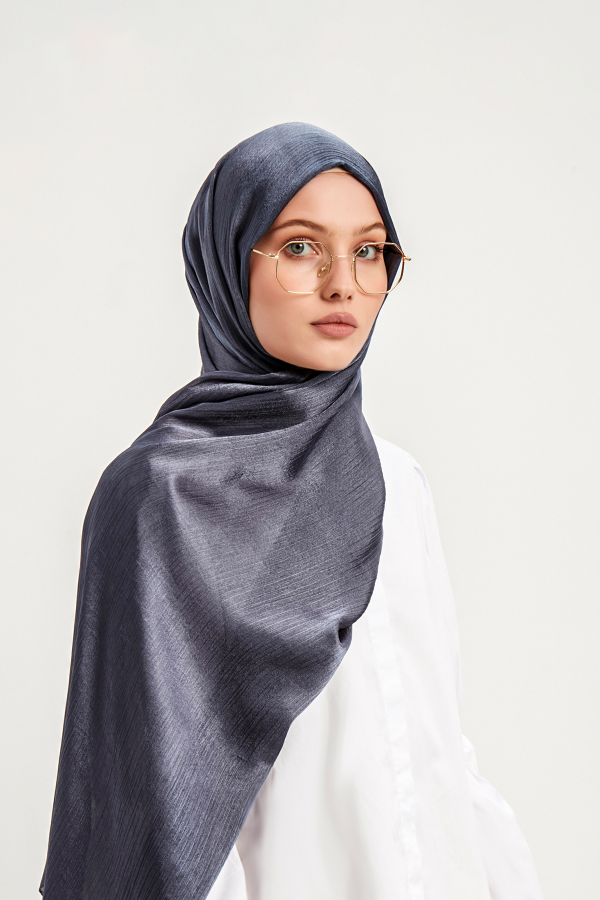 Schaless Janjanlı Gri Krinkıl Şal