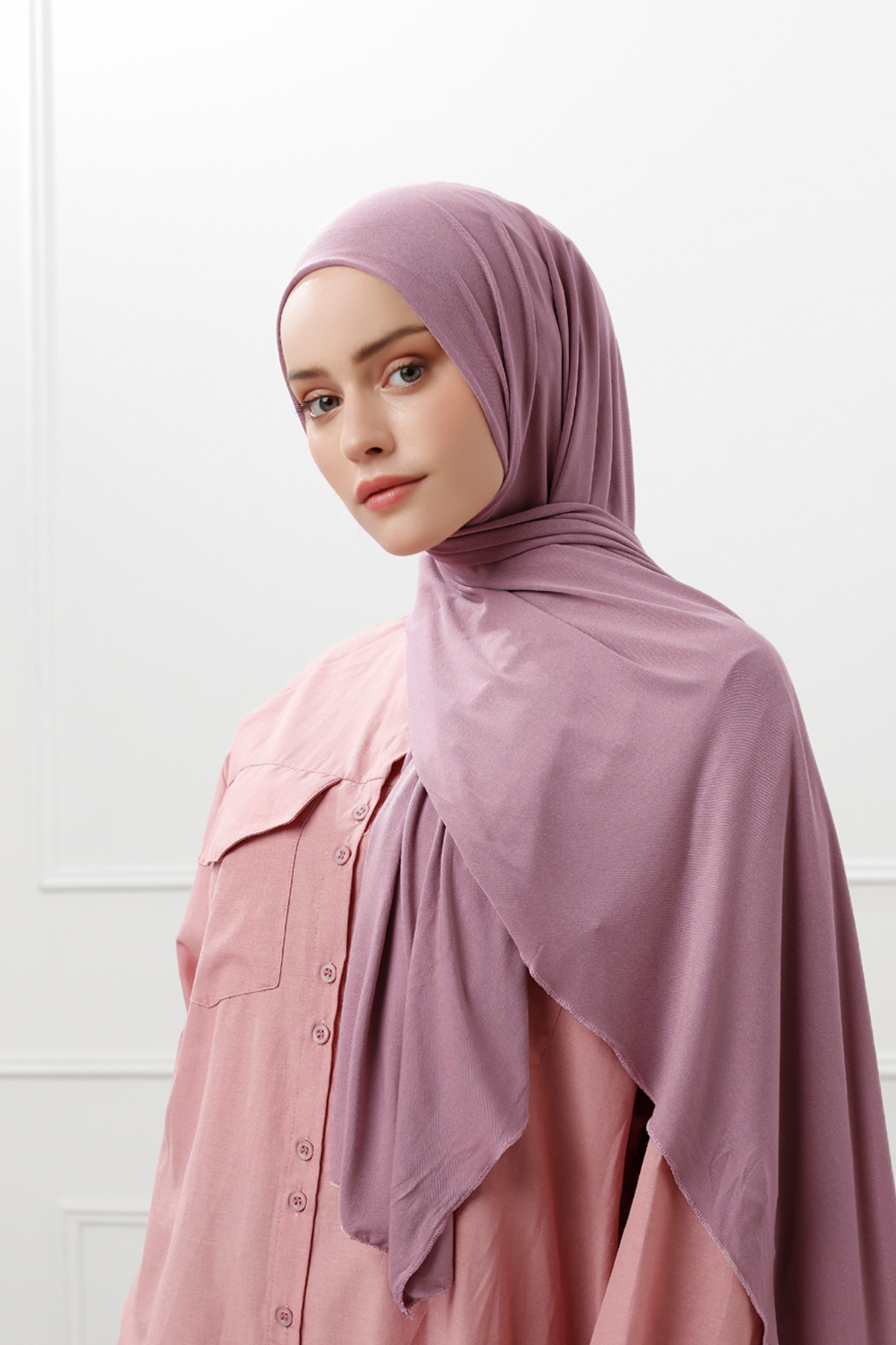 Schaless Likralı Gül Kurusu Penye Şal