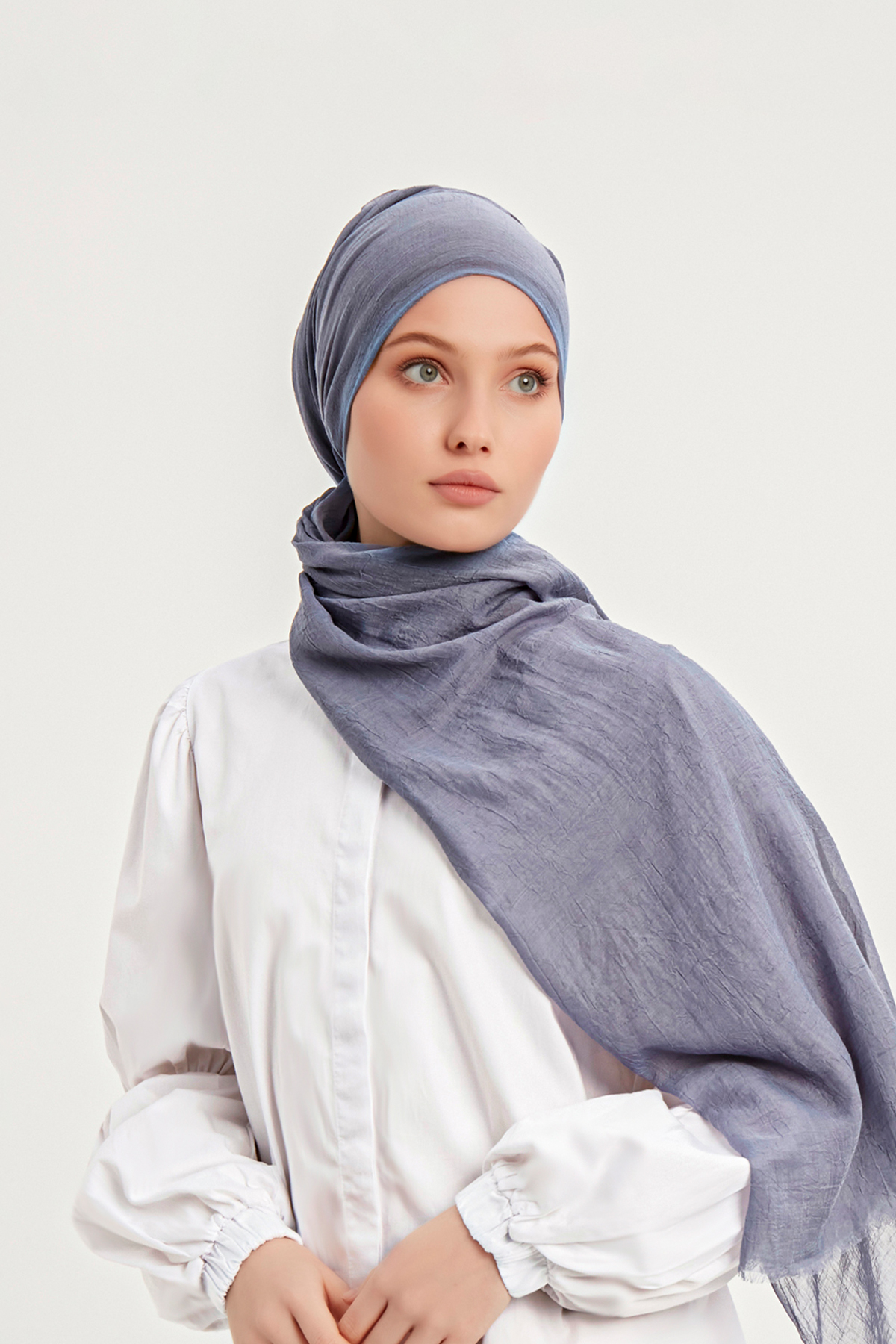 Schaless Confort Düz İndigo Mavisi Şal