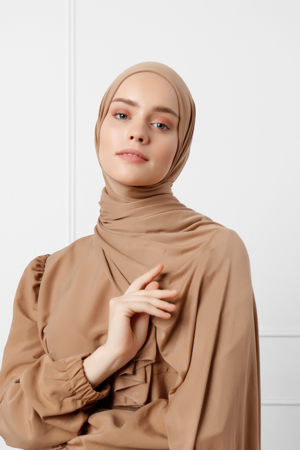 Schaless Likralı Kahve Penye Şal