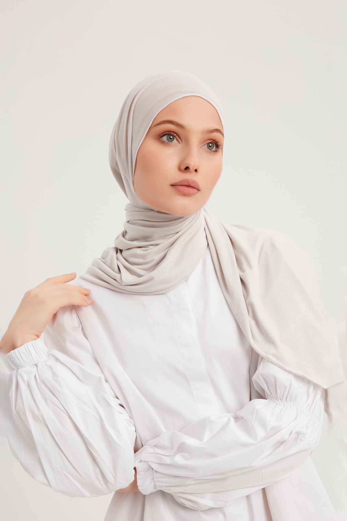 Schaless Likralı Kemik Rengi Penye Şal