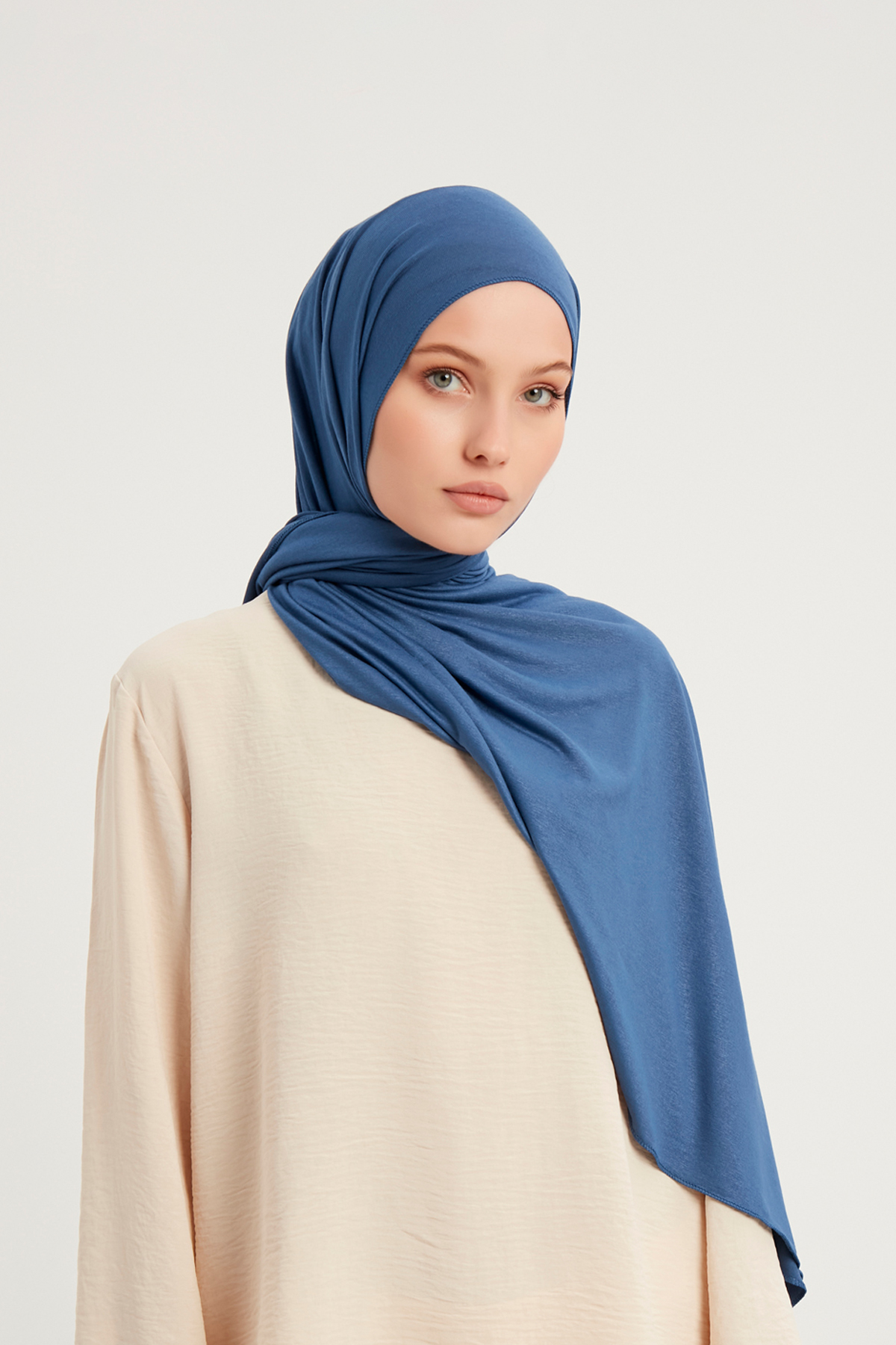 Schaless Likralı Lacivert Penye Şal