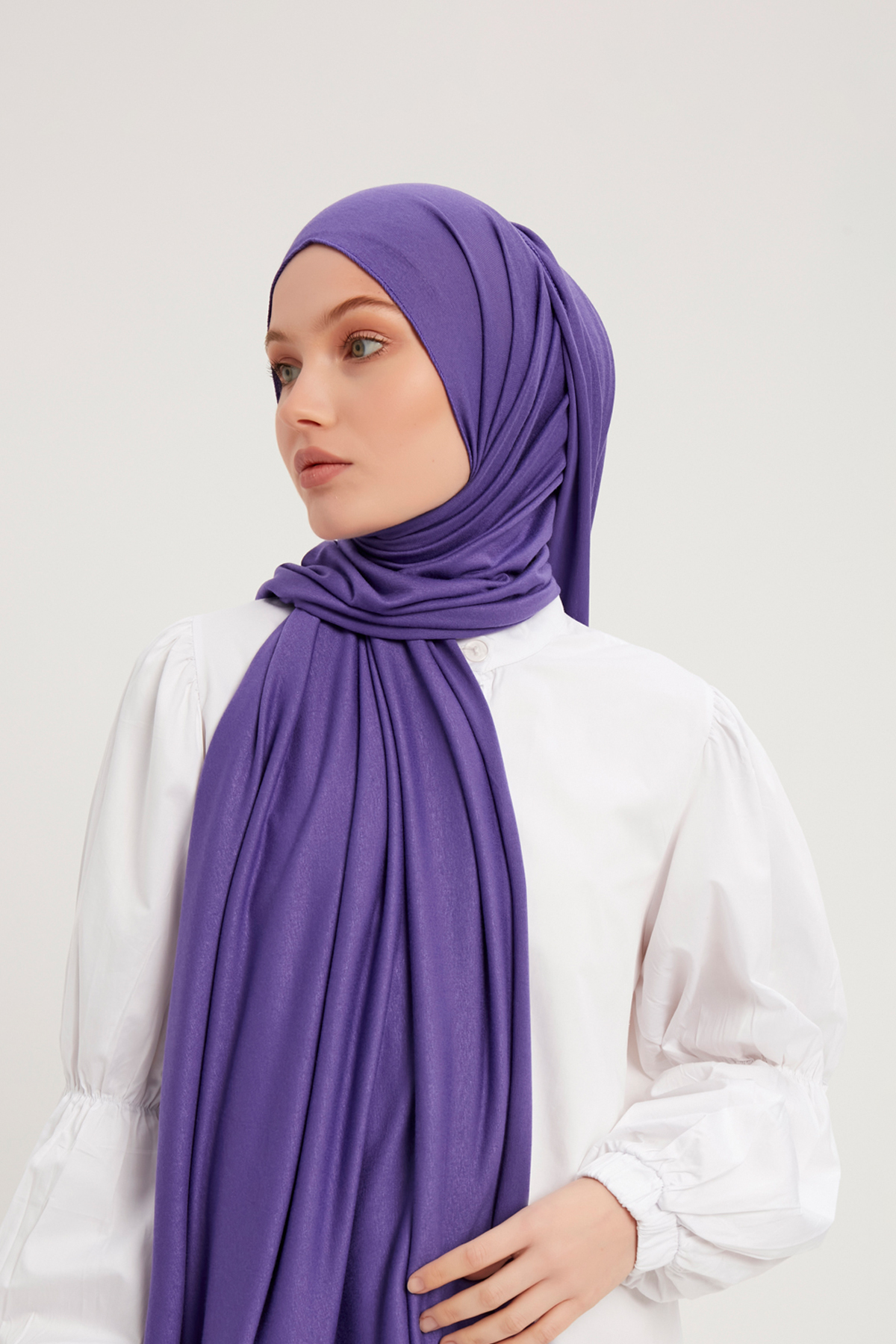 Schaless Likralı Leylak Rengi Penye Şal