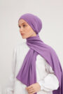 Schaless Likralı Menekşe Rengi Penye Şal