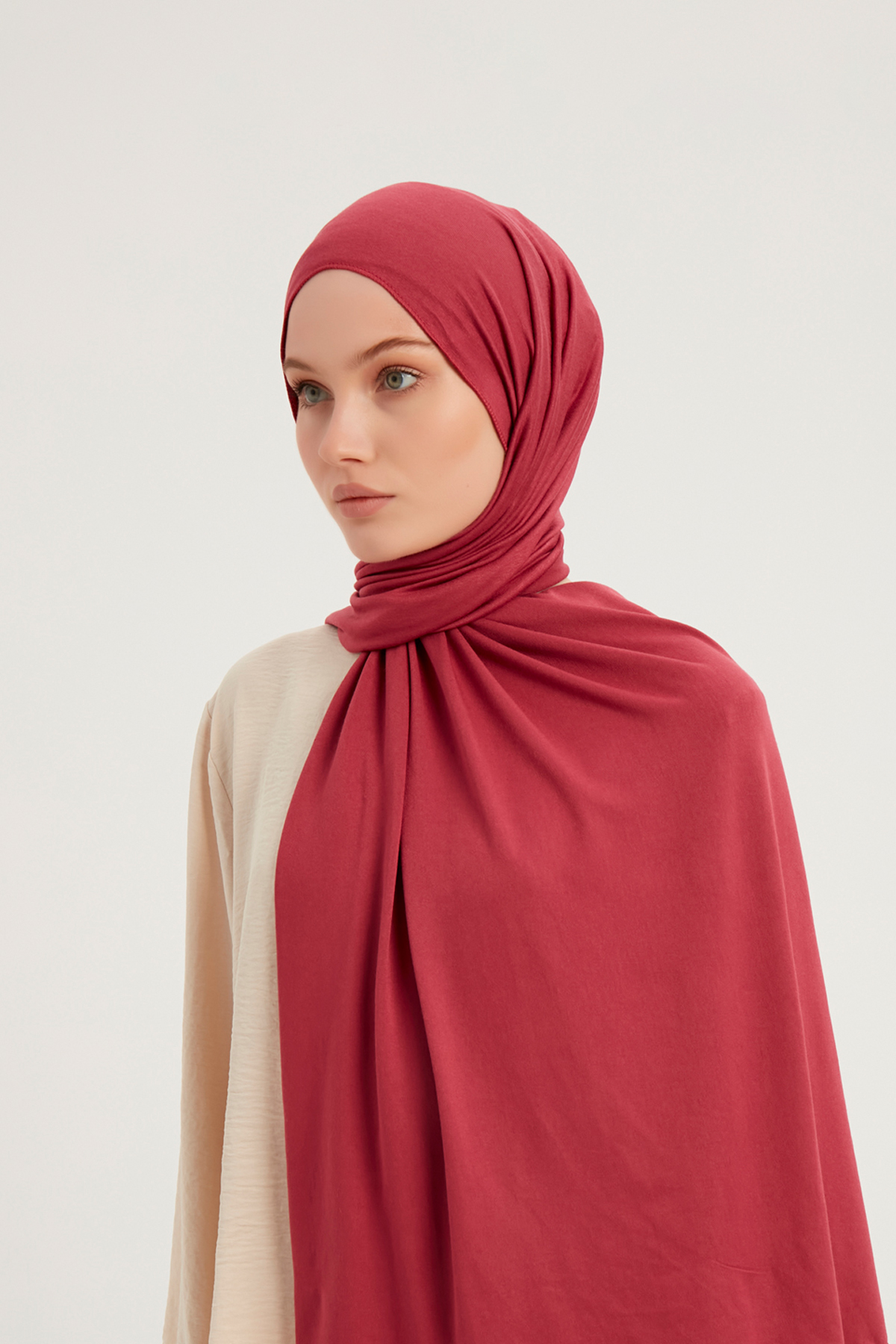 Schaless Likralı Rose Rengi Penye Şal