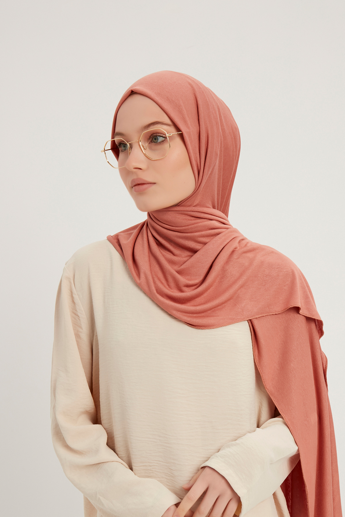 Schaless Likralı Soğan Kabuğu Penye Şal