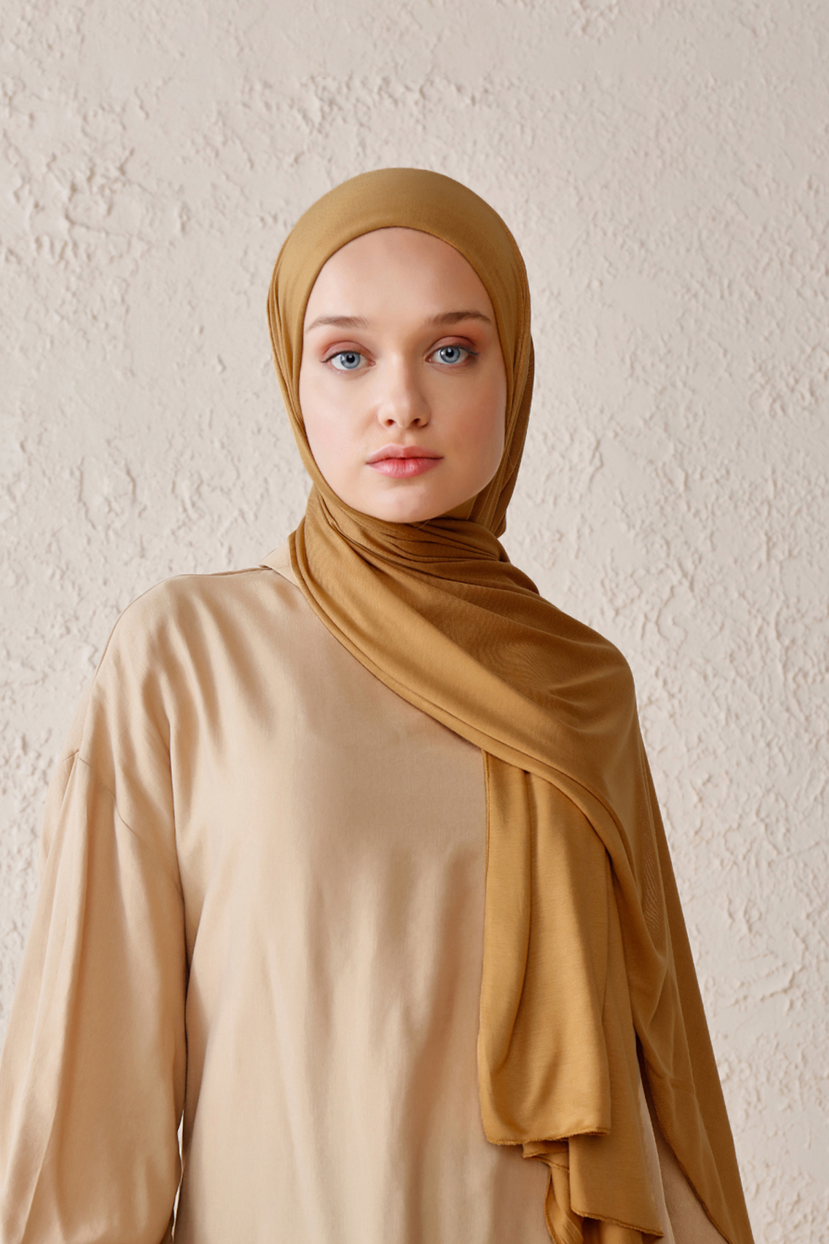 Schaless Likralı Taba Rengi Penye Şal