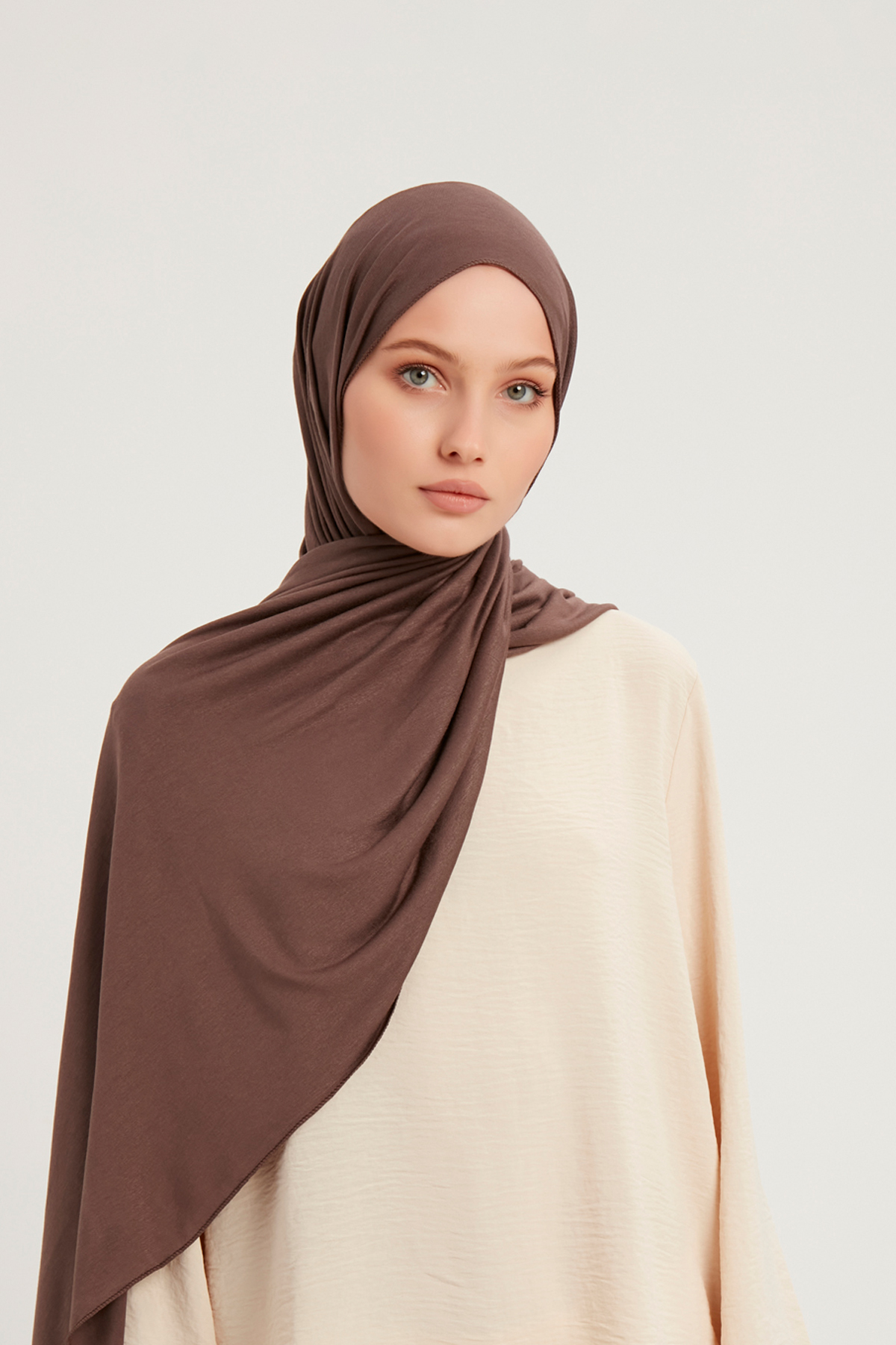 Schaless Likralı Vizon Rengi Penye Şal