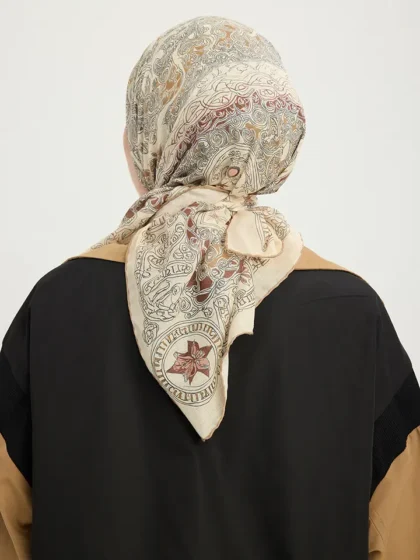 Schaless Efilia Açık Vizon Kalp Desenli Eşarp Resmi-2