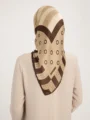 Schaless Aurora Bej Geometrik Desenli Janjanlı Eşarp Resmi-3