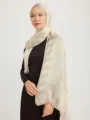 Schaless Aurora Bej Desenli Janjanlı Şal Resmi