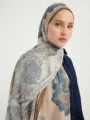 Schaless Efilia Bej Botanik Desenli Şal Resmi