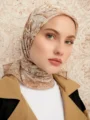 Schaless Vierra Bej Desenli Viskon Eşarp Resmi