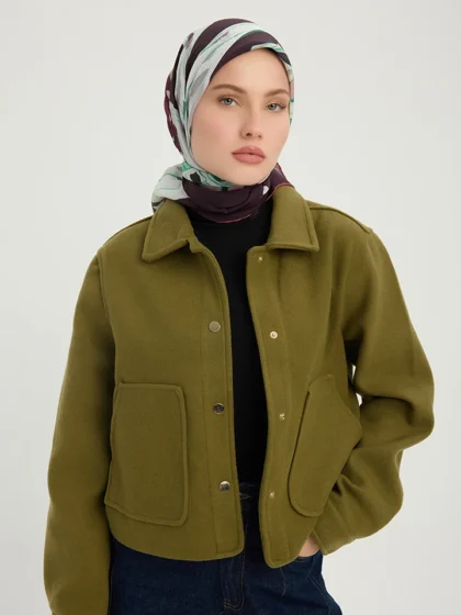 Schaless Vierra Bordo Soyut Kolaj Desenli Viskon Eşarp Resmi