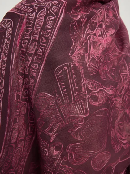 Schaless Efilia Bordo Kalp Desenli Şal Resmi-2