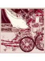 Schaless Serica Bordo Fayton Desenli Twill İpek Eşarp Resmi-3