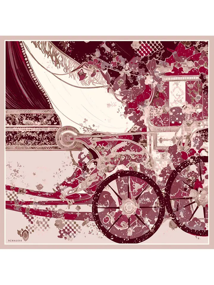 Schaless Serica Bordo Fayton Desenli Twill İpek Eşarp Resmi-3