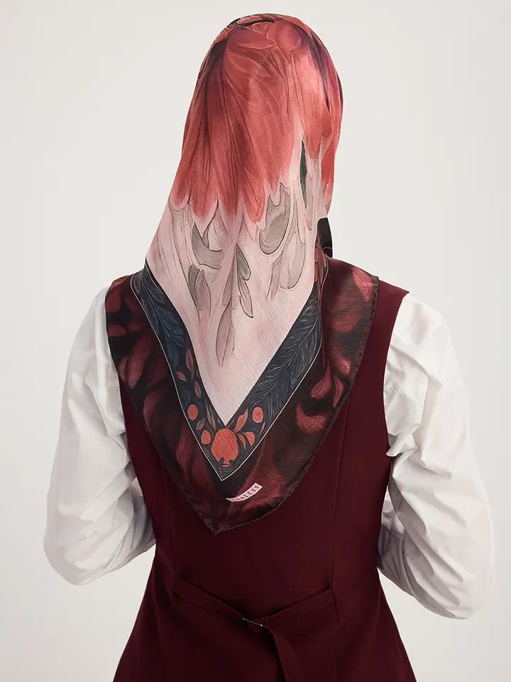 Schaless Aurora Bordo Desenli Janjanlı Eşarp 3