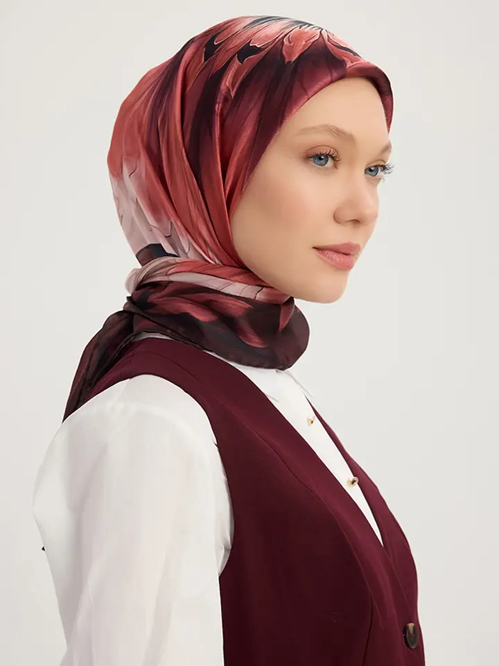 Schaless Aurora Bordo Desenli Janjanlı Eşarp Resmi-2