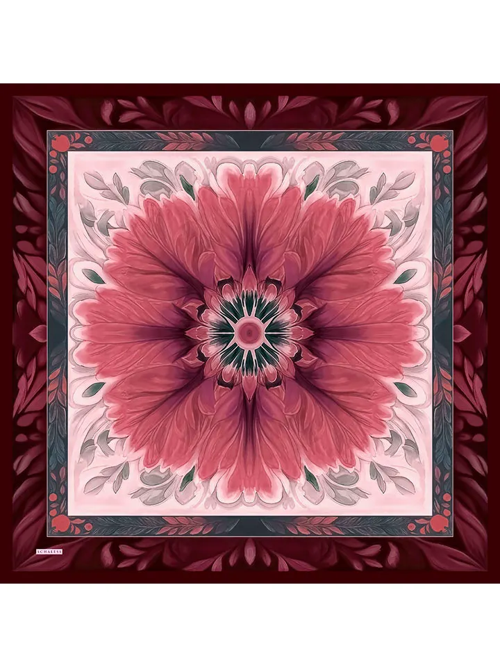 Schaless Aurora Bordo Desenli Janjanlı Eşarp 2