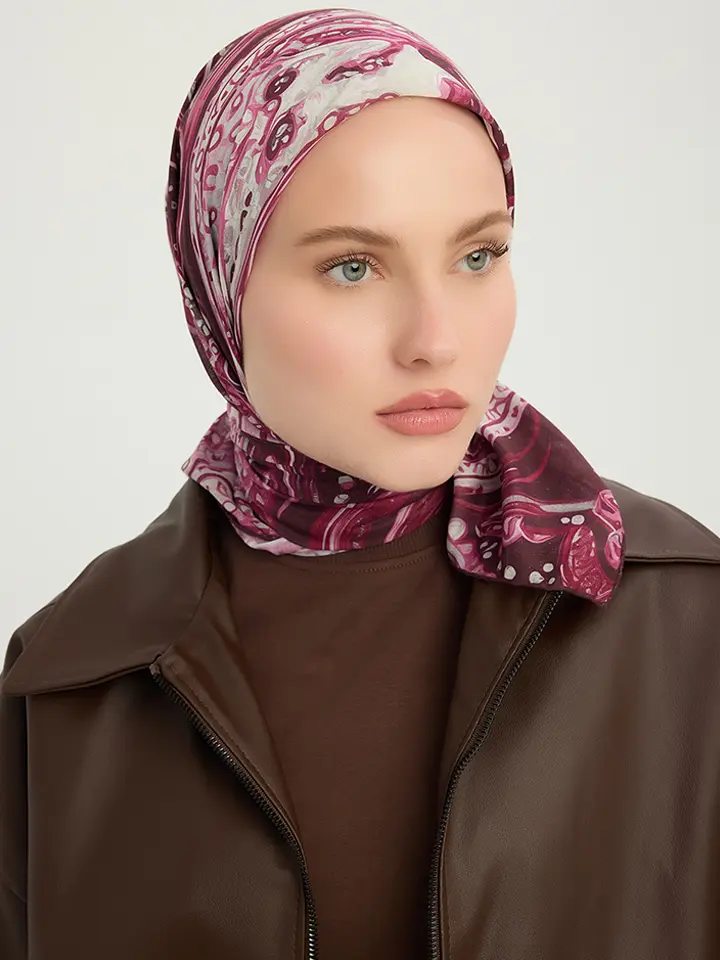 Schaless Efilia Bordo Paisley Desenli Janjanlı Eşarp Resmi