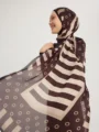 Schaless Aurora Bordo Desenli Janjanlı Şal Resmi-2