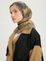 Schaless Efilia Camel Mandala Desenli Janjanlı Eşarp Resmi-2