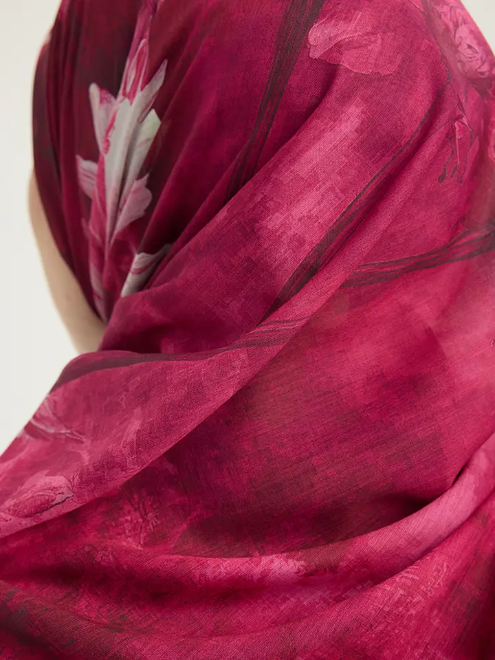 Schaless Efilia Fuşya Monokrom Desenli Eşarp Resmi-3