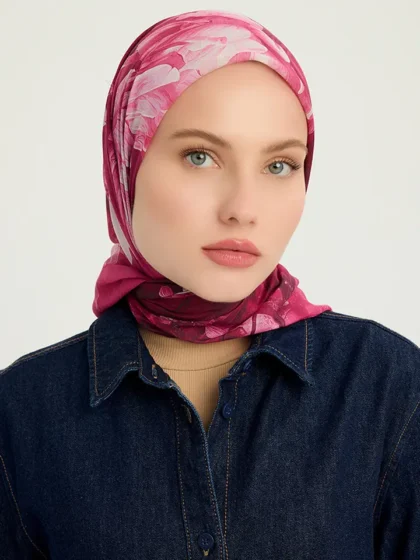 Schaless Efilia Fuşya Monokrom Desenli Eşarp Resmi