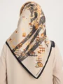 Schaless Serica Gri Fayton Desenli Twill İpek Eşarp Resmi-2