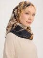 Schaless Serica Gri Fayton Desenli Twill İpek Eşarp Resmi