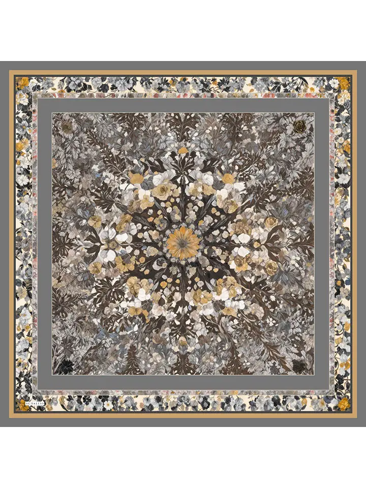 Schaless Aurora Pembe Çiçek Desenli Janjanlı Eşarp Resmi-4