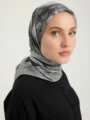 Schaless Efilia Gri Mandala Desenli Janjanlı Eşarp Resmi