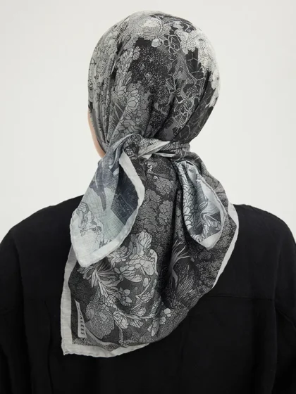 Schaless Efilia Gri Orman Desenli Eşarp Resmi-2